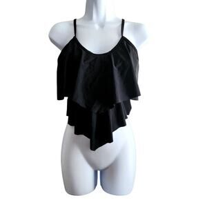 Adisputent Tankini top for high waisted bottom Swimwear black Medium BNWT